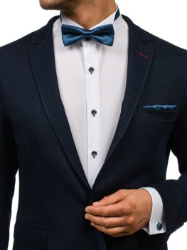 Conjunto de hombre: pajarita, gemelos, pañuelo azul oscuro Bolf MSP01