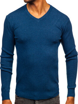 Jersey de cuello en V para hombre azul Bolf H2405