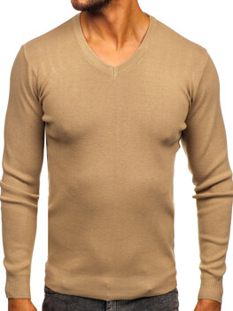 Jersey de cuello en V para hombre beige Bolf H2405