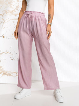 Pantalón ancho de tela para mujer rosa Bolf W7970