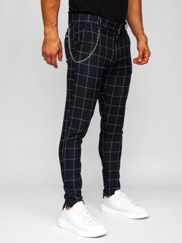 Pantalón chino de cuadros para hombre azul tinta Bolf 0061