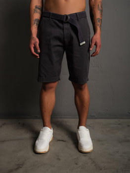 Pantalón corto de tela a rayas para hombre grafito Bolf 0010