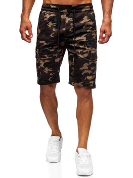 Pantalón corto de tela cargo camuflaje caqui Bolf A-297