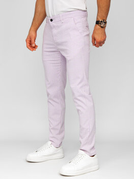 Pantalón de etiqueta a cuadros de tela para hombre violeta Bolf 184143