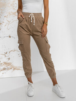 Pantalón jogger de rayas cargo para mujer marrón Bolf W7860