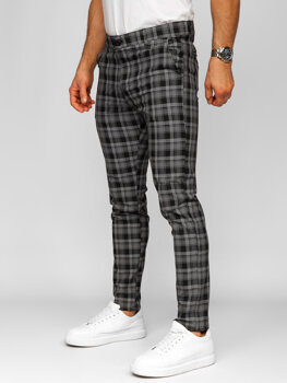 Pantalón jogger de tela a cuadros para hombre negro y blanco Bolf 184147