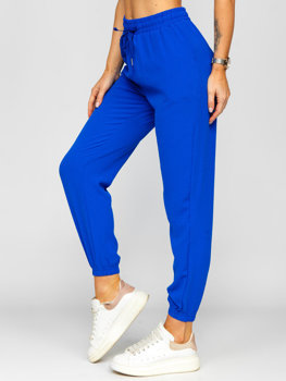 Pantalón jogger de tela para mujer azul medio Bolf W7322