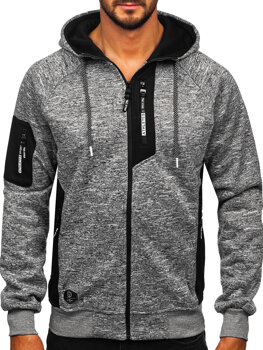 Sudadera con capucha forrada para hombre gris Bolf TC1306