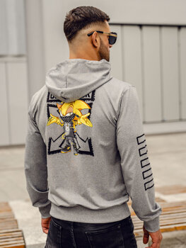 Sudadera con capucha para hombre gris con estampado Bolf HM611A