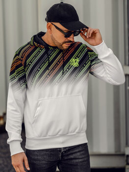 Sudadera estampada con capucha para hombre color blanco Denley HM258