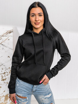 Sudadera estilo canguro para mujer Negro Bolf W02A1