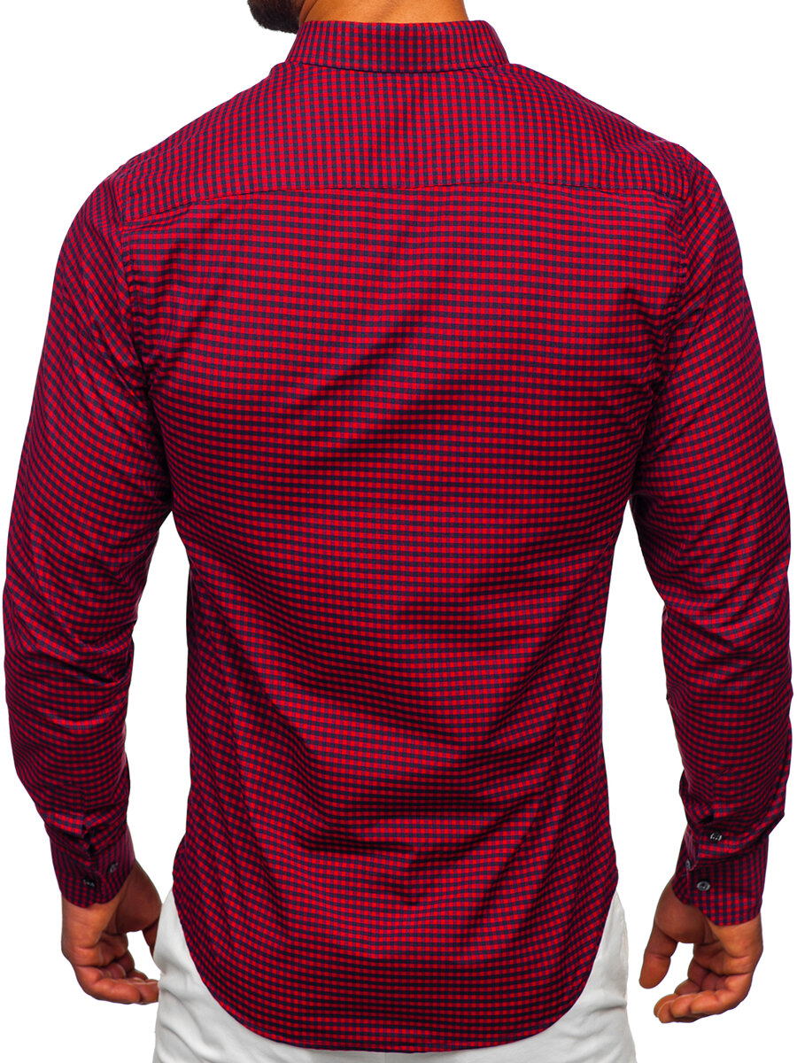 Camisa a cuadros de manga corta para hombre granate Bolf 5532