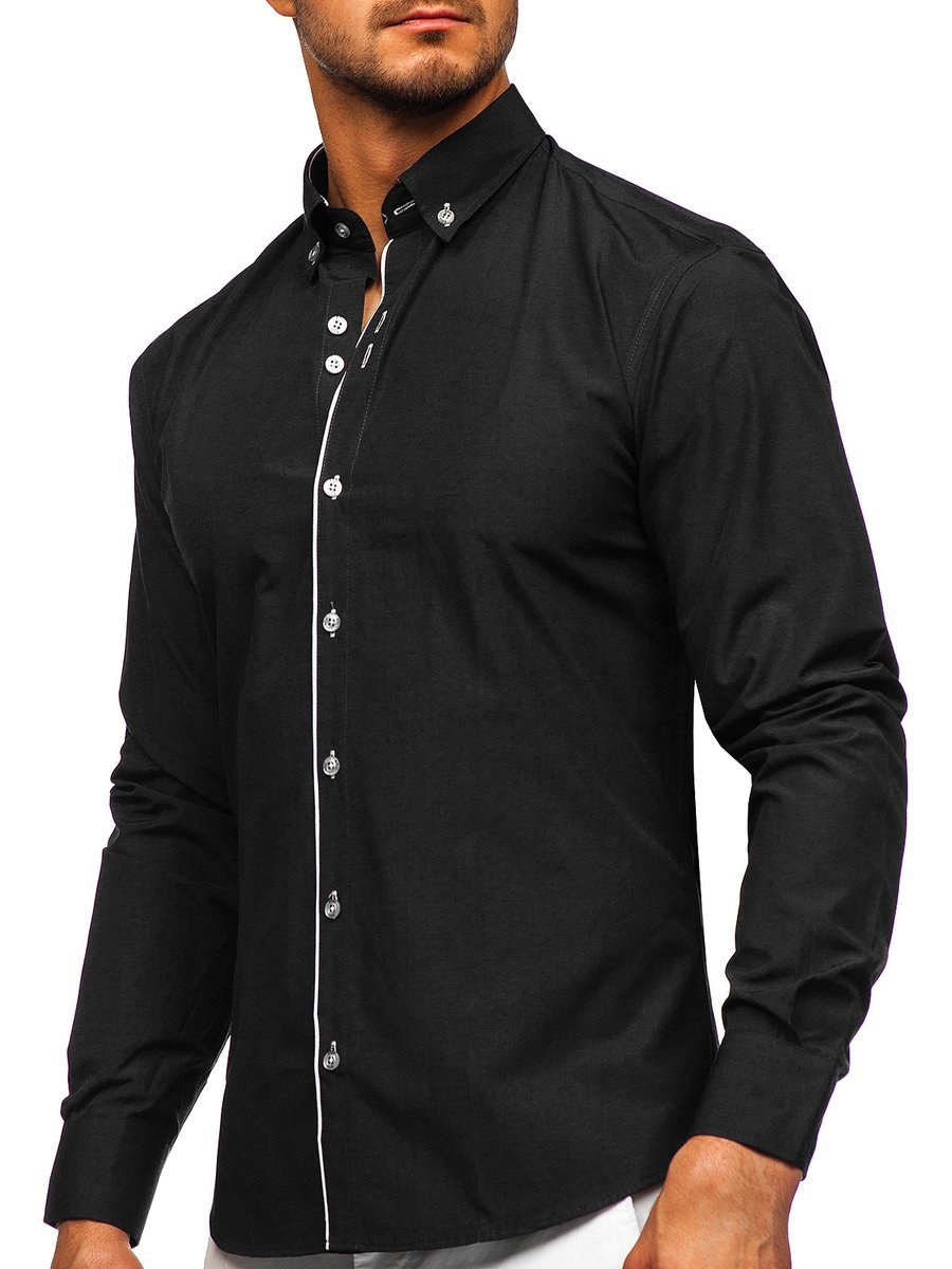 Camisa franela de manga larga para hombre blanco y negro Bolf 20723 BLANCO  Y NEGRO