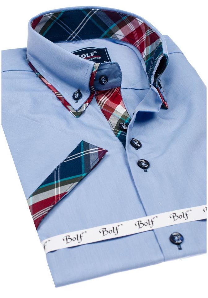 Camisa de manga corta para hombre azul claro Bolf 6540 AZUL CLARO