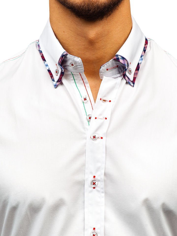 Camisa de manga larga elegante para hombre blanca Bolf 2701 BLANCO