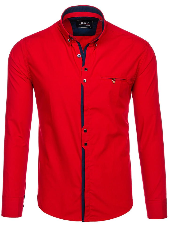 Camisa de manga larga elegante para hombre roja Bolf 7720 ROJO