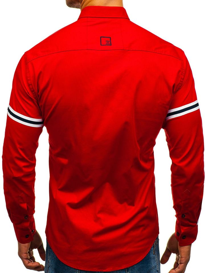 Camisa de manga larga para hombre roja Bolf 1017 ROJO