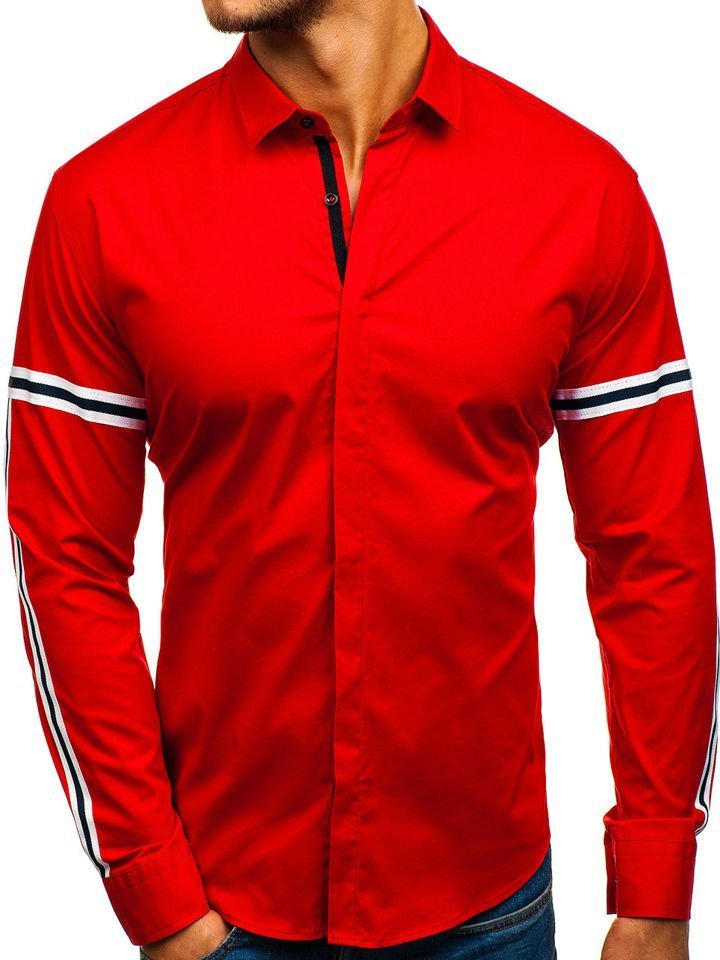 Camisa de manga larga para hombre roja Bolf 1017 ROJO