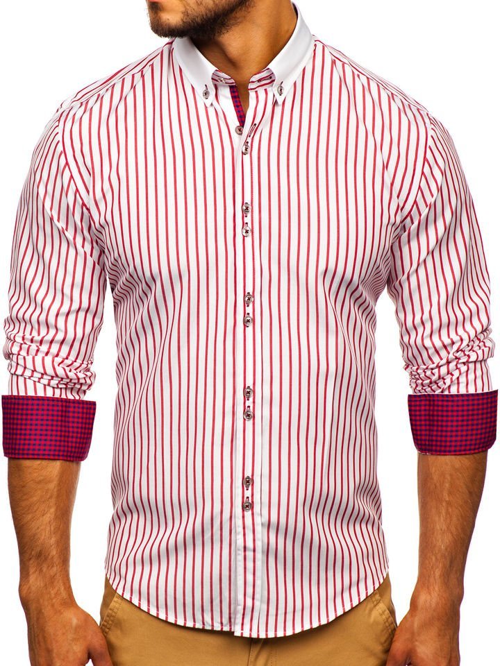 Viaje apenas Fielmente Camisa de rayas de manga larga para hombre roja Bolf 9713 ROJO