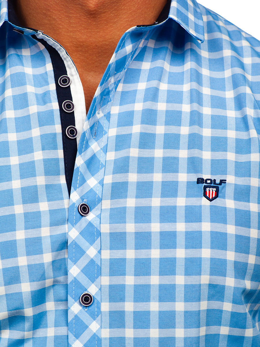 Camisa cuadros Hombre Azul Claro