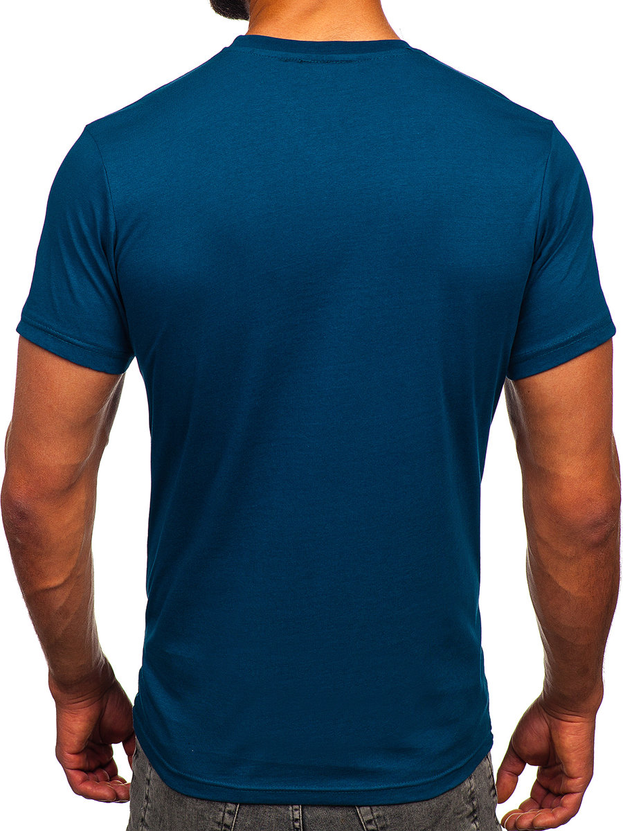 Camiseta algodón de manga corta con impresión para hombre azul oscuro Bolf  143004 AZUL OSCURO 1