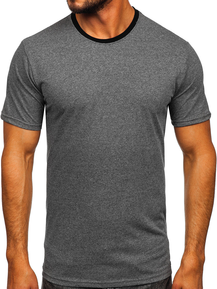 Camiseta algodón de manga corta con capucha sin impresión para hombre gris  Bolf 14513 GRIS