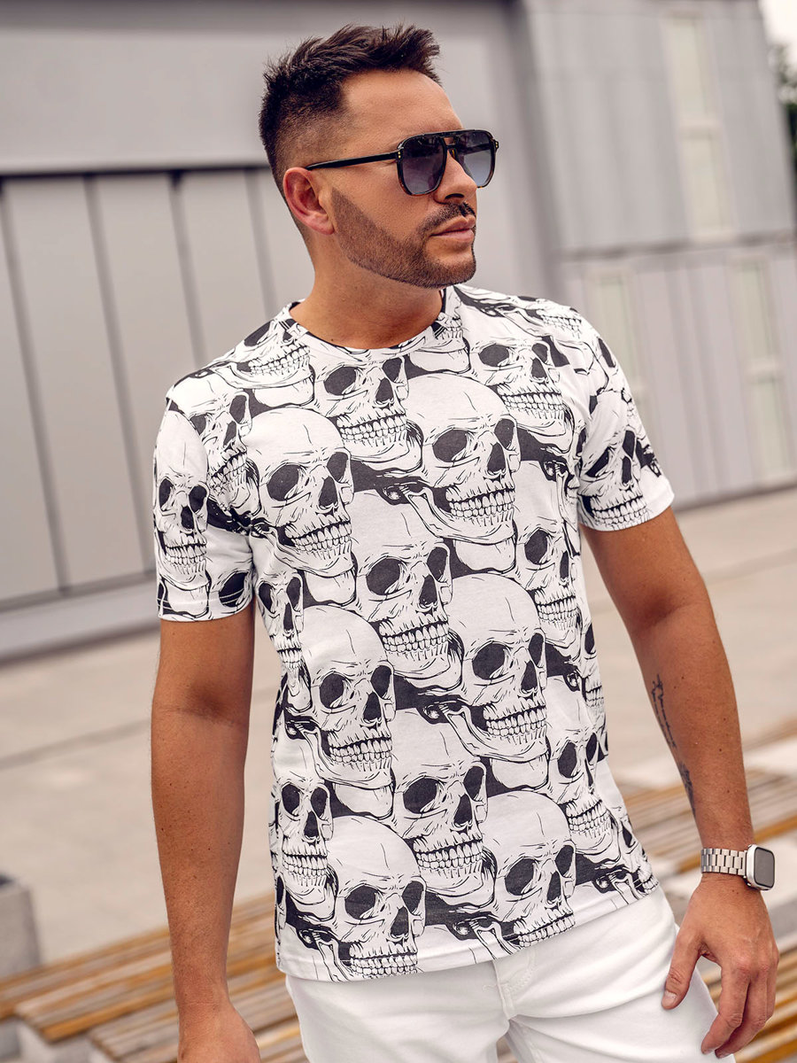 Camiseta de manga corta con impresión para hombre blanco Bolf 14950A BLANCO