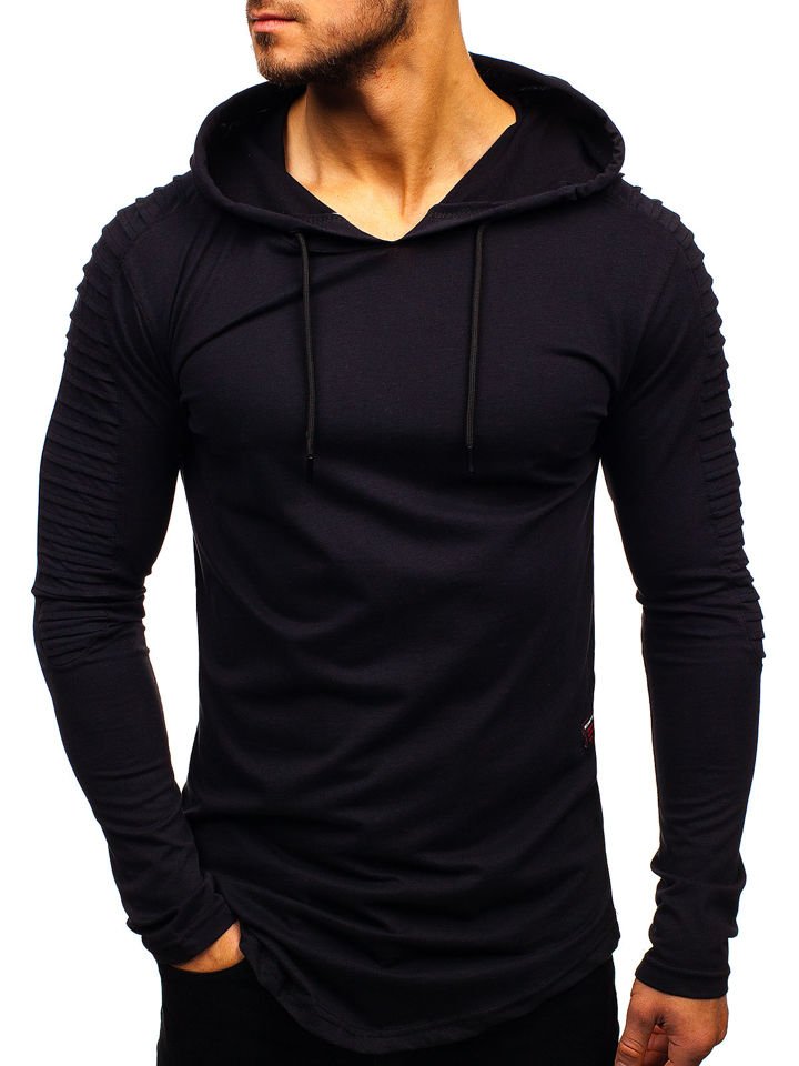 Camiseta de manga larga lisa para hombre negra Bolf 2148 NEGRO