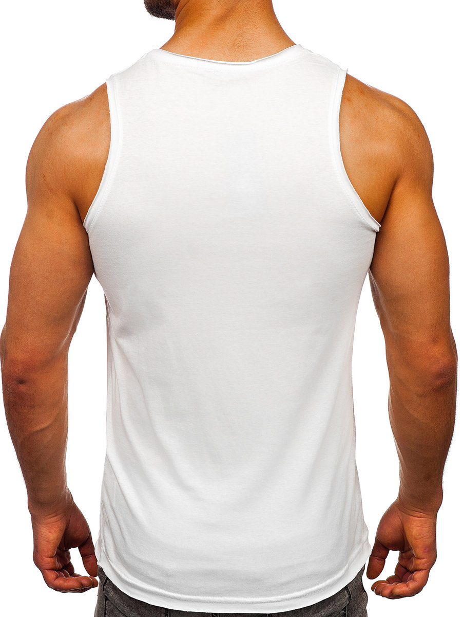 Camiseta tank top sin estampado para hombre color blanco Bolf 1205