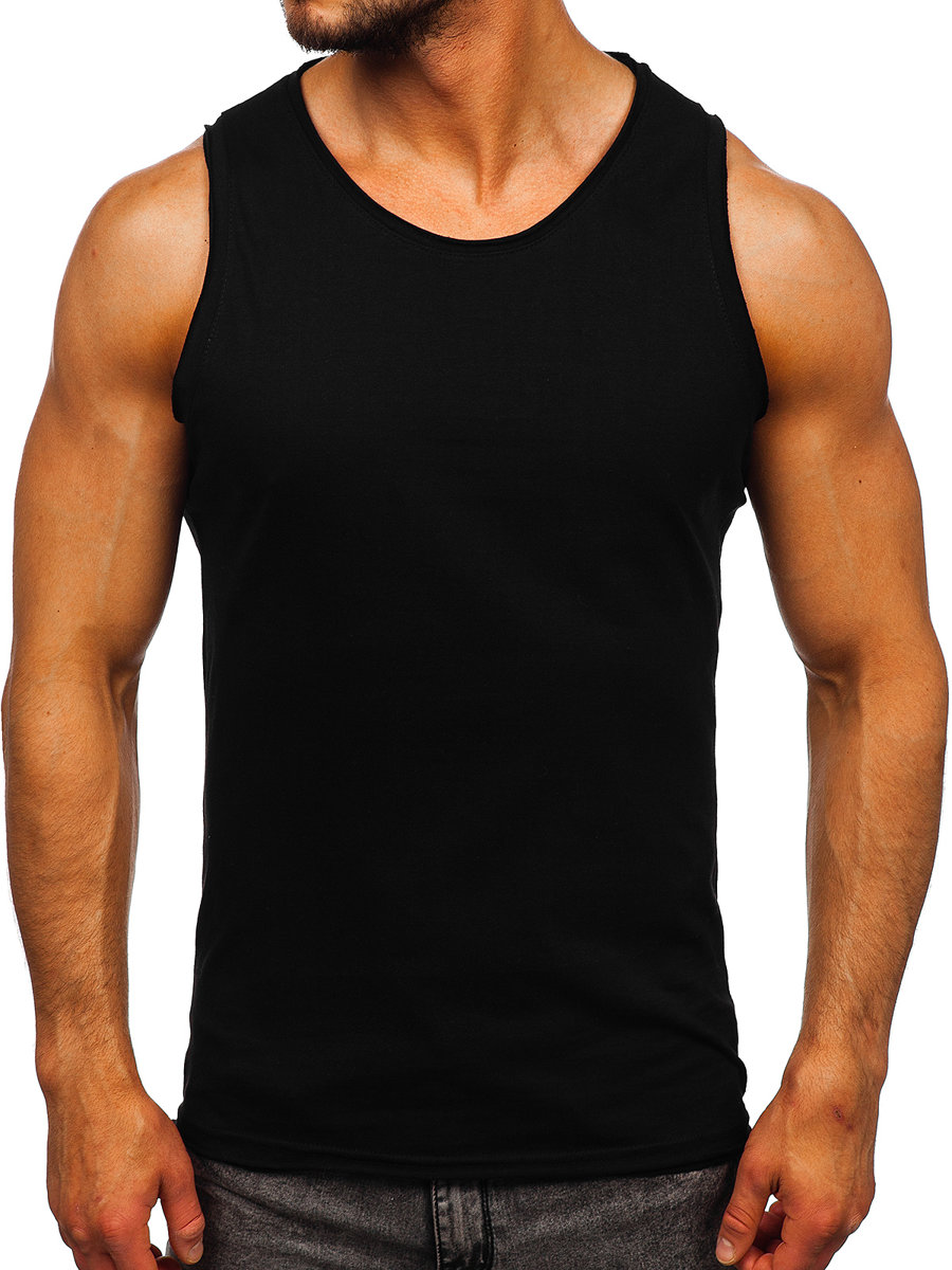 Camiseta tank top sin estampado para hombre color negro Bolf 1205