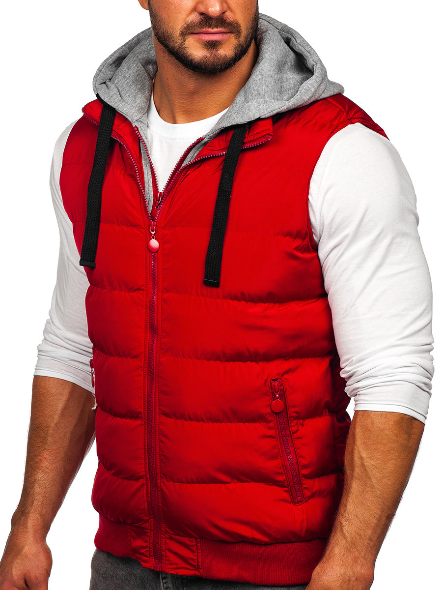 Chaleco acolchado con capucha para hombre rojo Bolf LY36