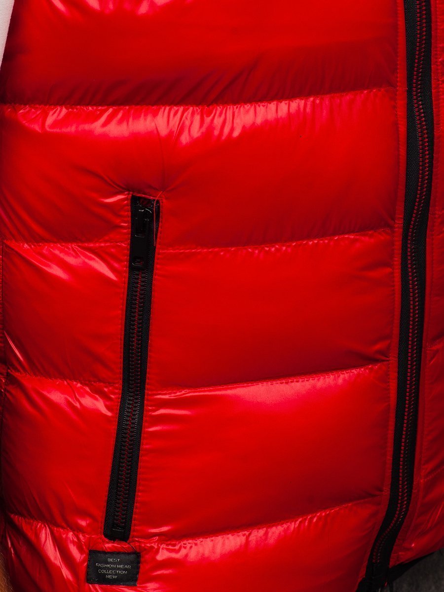 Chaleco acolchado para hombre con capucha color rojo Bolf HDL88002