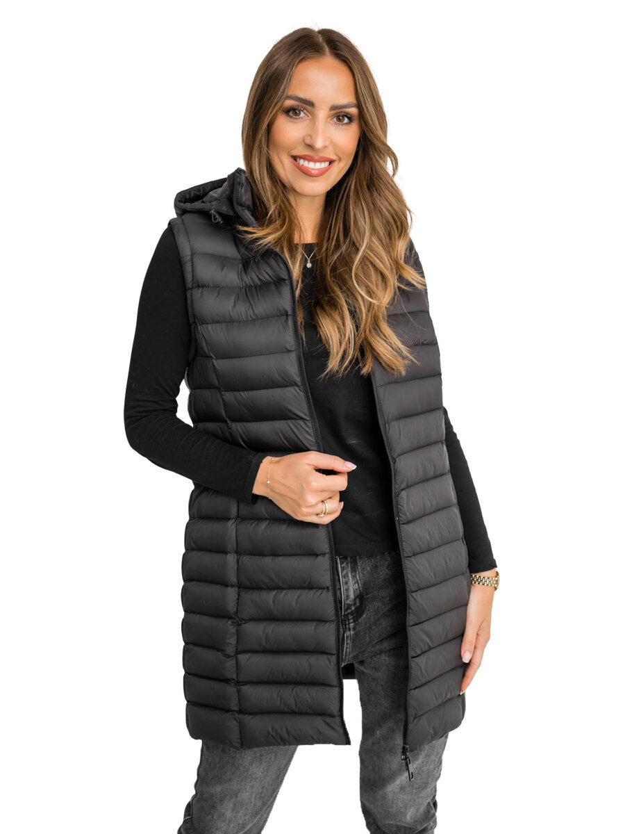 Chaleco acolchado largo y oversize para mujer negro Bolf 81266A