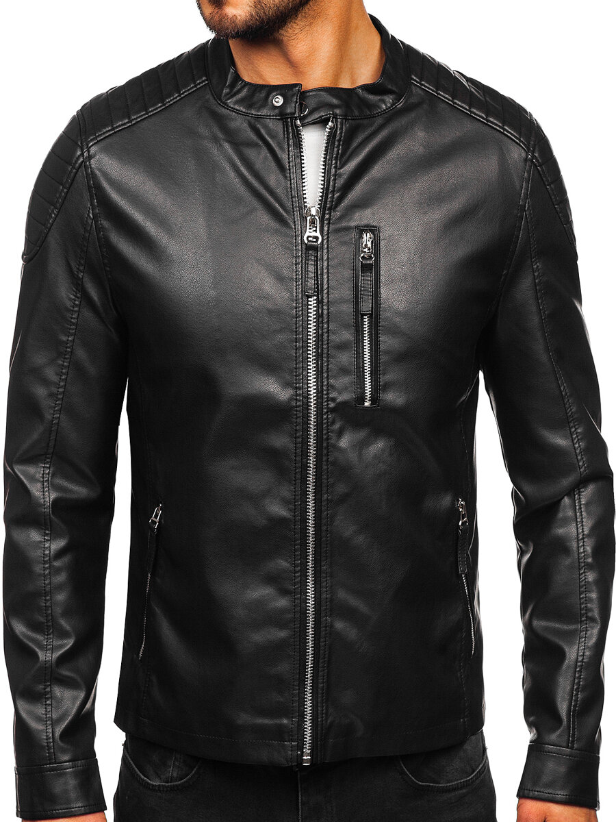 Chaqueta Cuero Hombres - Chaquetas De Cuero Negro Suave Corto Para