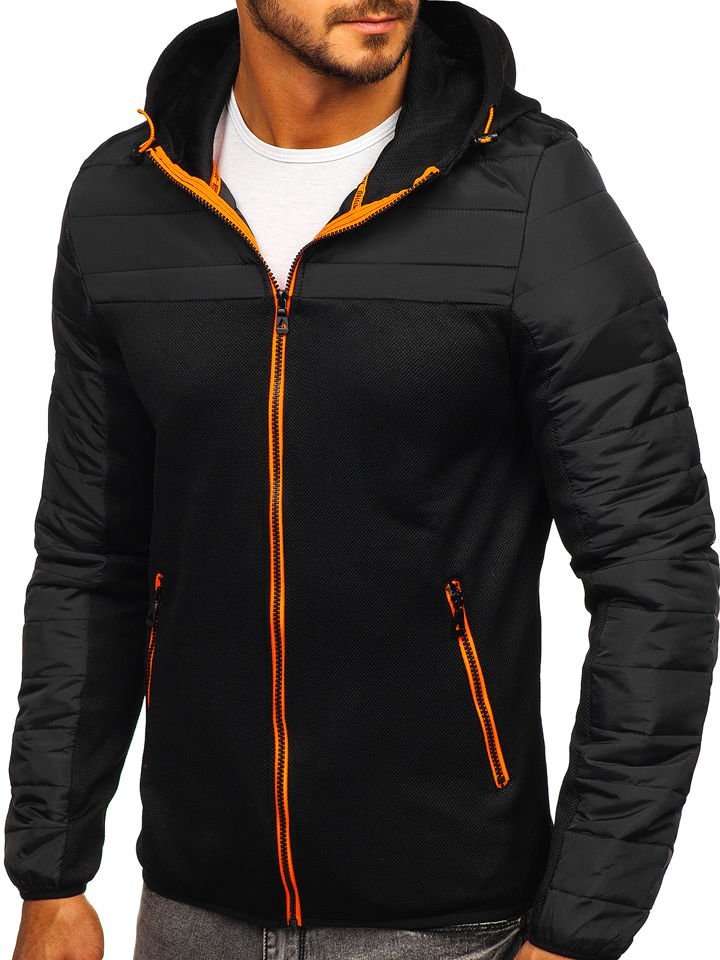 Chaqueta de entretiempo deportiva para hombre negra KS1881 NEGRO