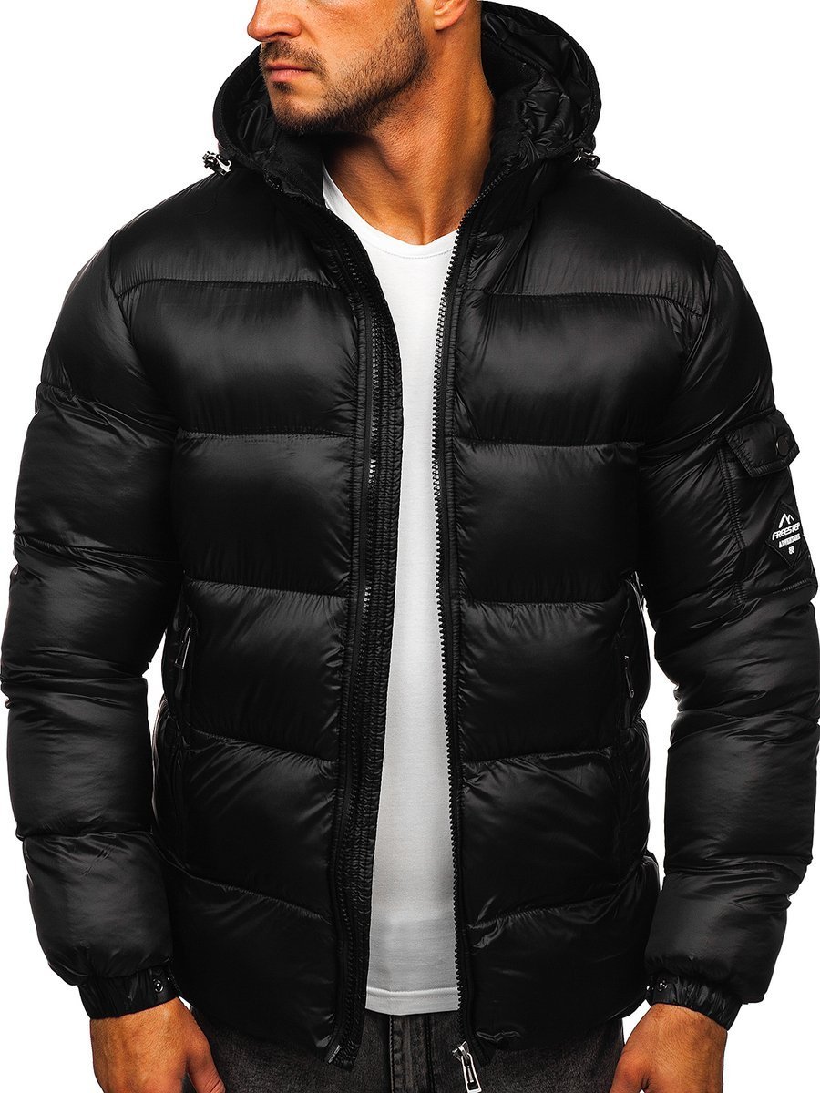 Chaqueta de invierno negra acolchada para hombre Bolf AB64 NEGRO