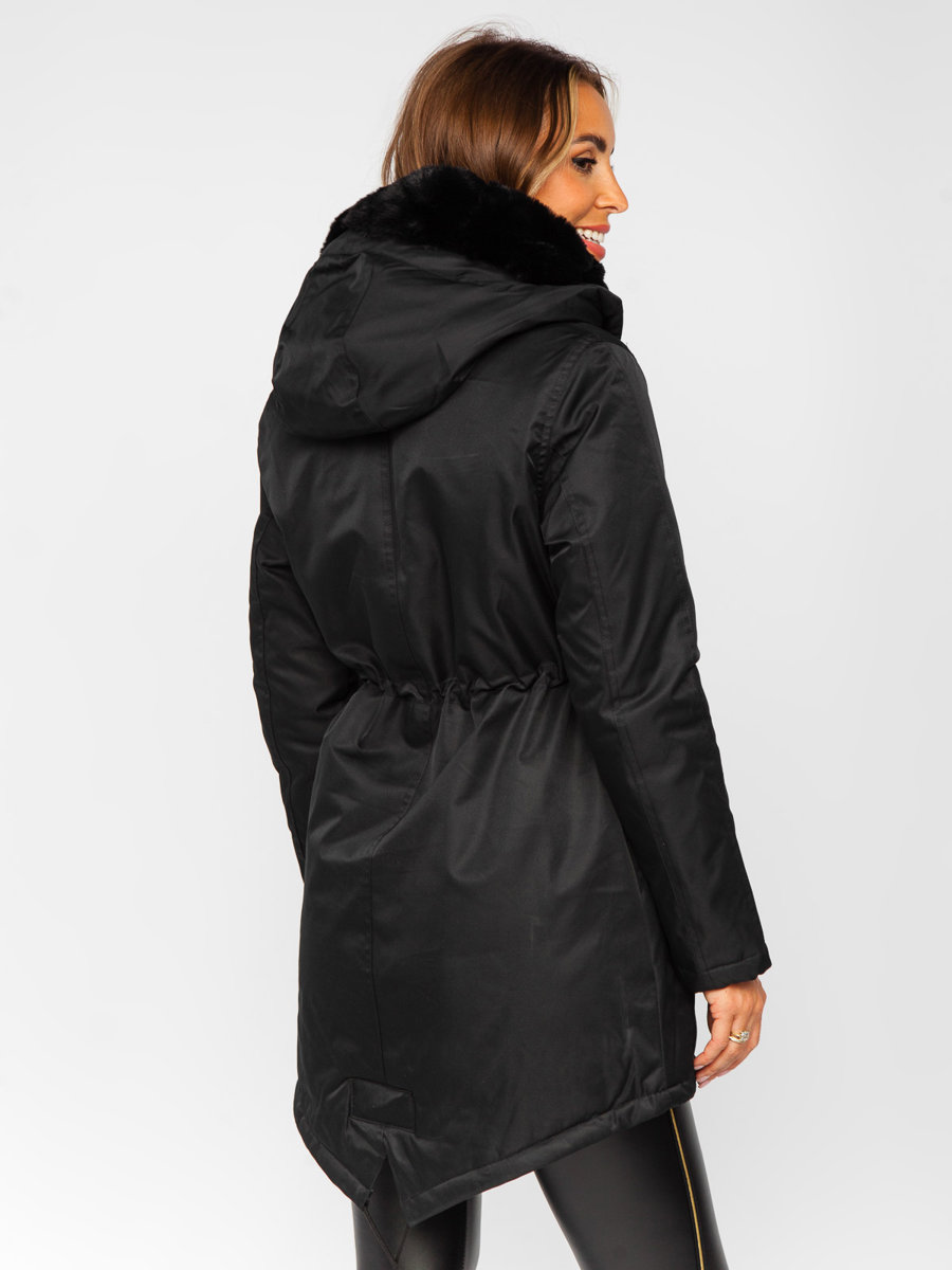 Chaqueta parka con capucha de invierno para mujer negro Bolf 5M762
