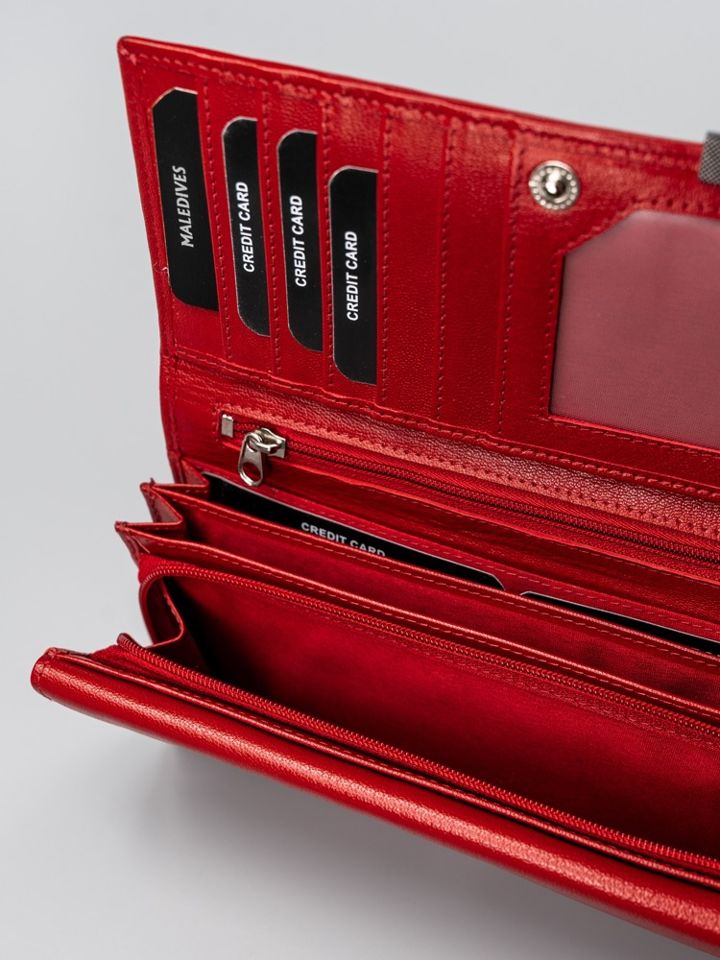 Monedero de cuero para mujer rojo 2689