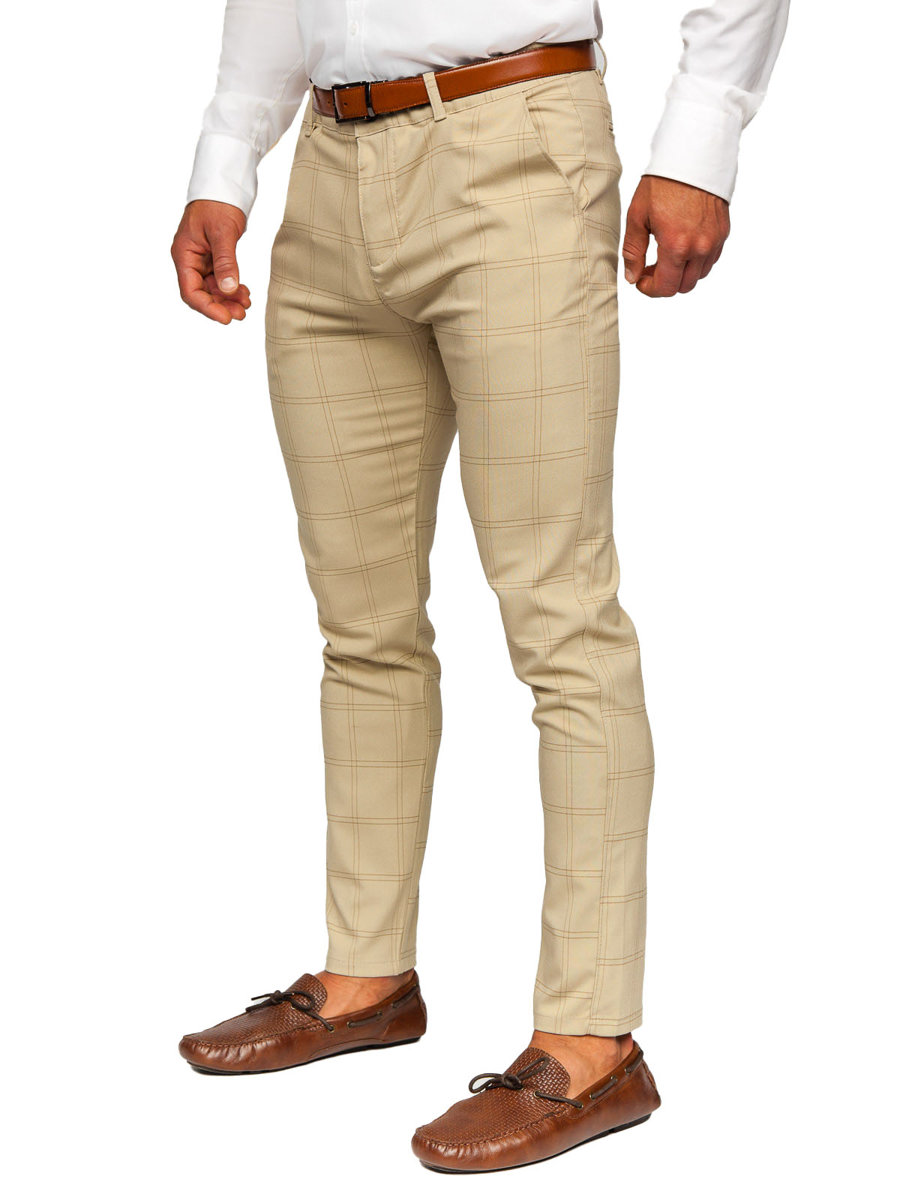 Pantalón chino de tela para hombre beige Bolf 0056