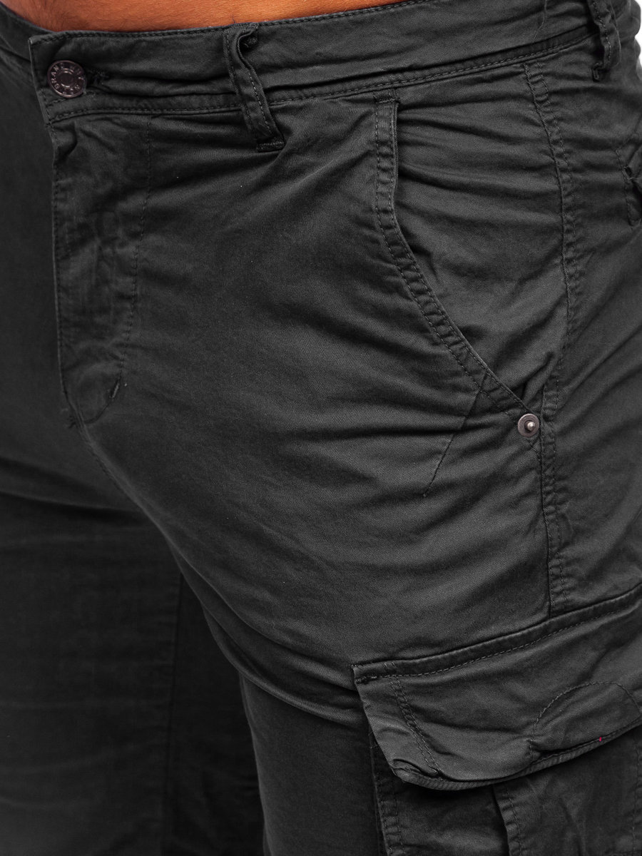 Pantalón corto con cinturón shorts para hombre negro Bolf XX160085