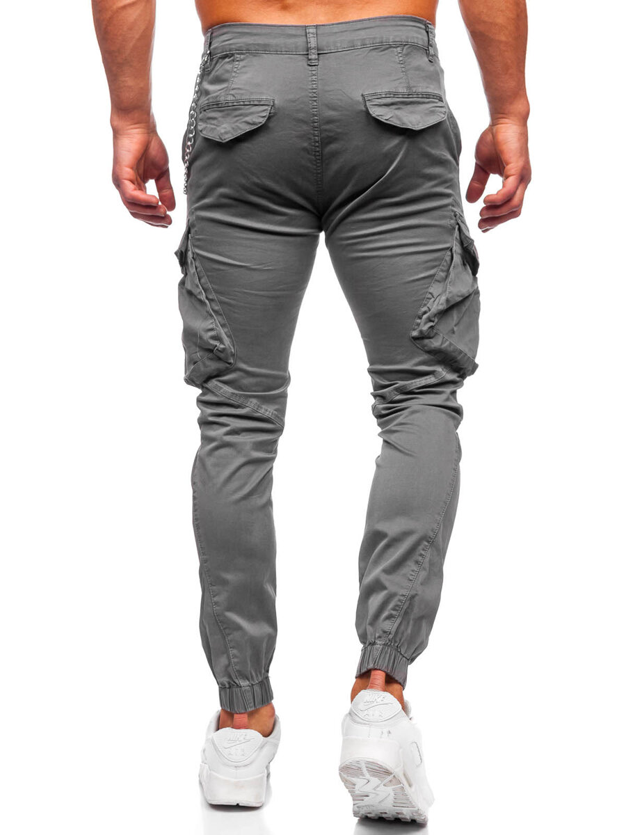 Pantalón jogger de tela a cuadros para hombre gris Bolf 0066