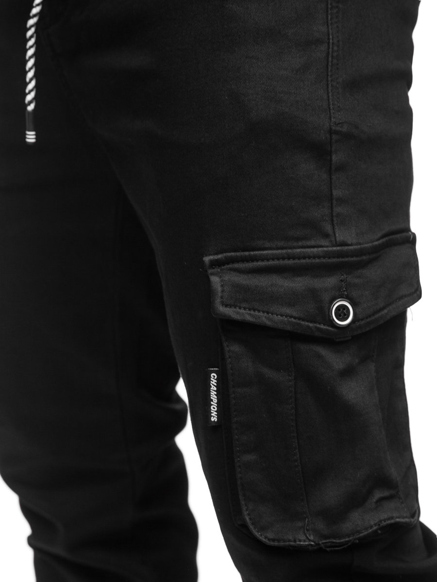 Pantalón cargo de chándal jogger para hombre negro Bolf K10283