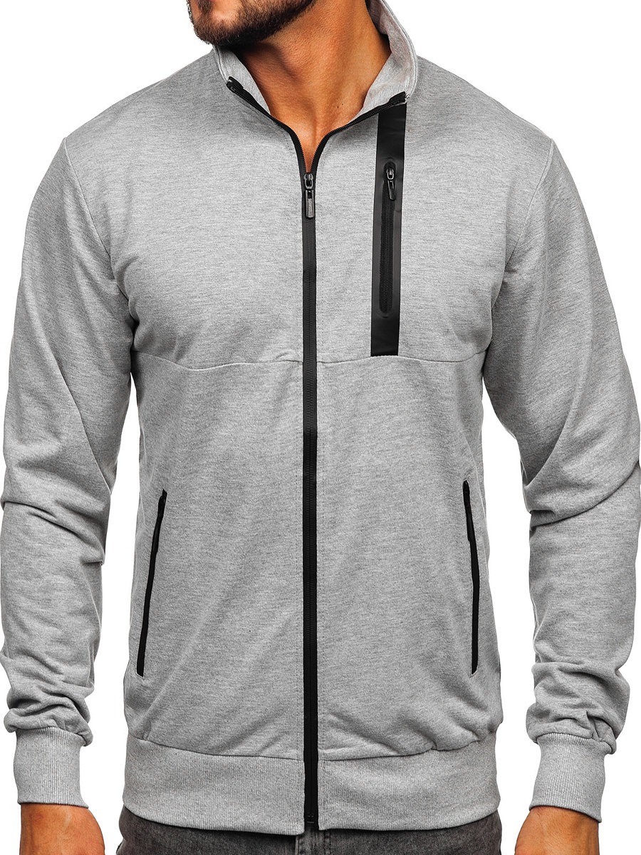 Sudadera abierta de cuello alto para hombre gris Bolf B062 GRIS