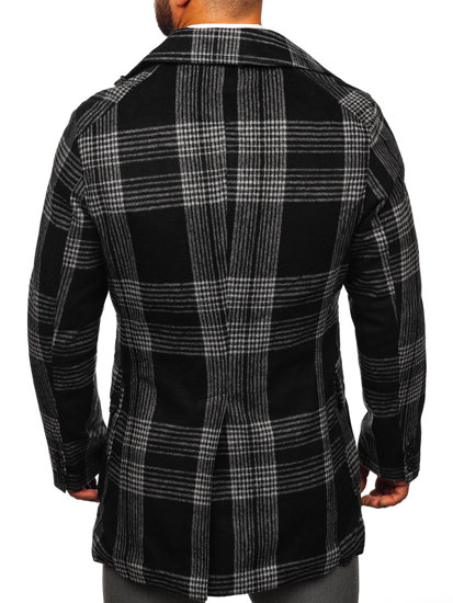 Abrigo aislado de invierno a cuadros para hombre color negro Bolf 1193-1