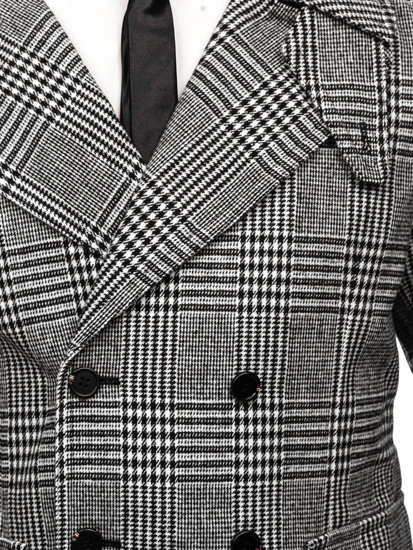 Abrigo aislado de invierno con estampado de cuadros para hombre color gris Bolf 1192