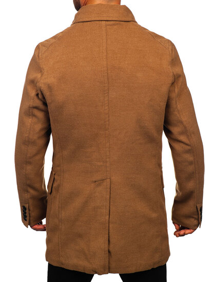 Abrigo con botonadura doble con cuello alto de invierno para hombre camel Bolf 1048C