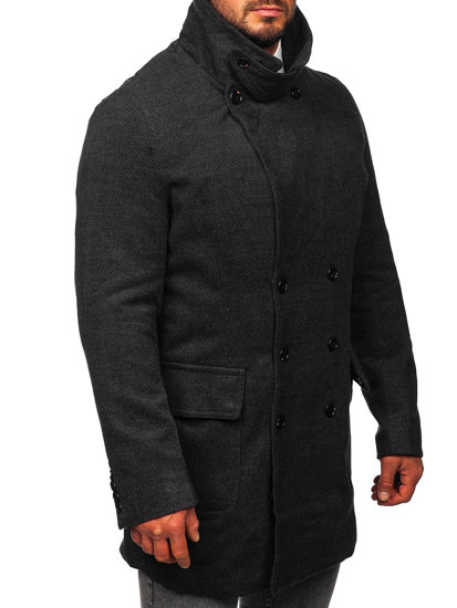 Abrigo de doble botonadura con cuello alto de invierno para hombre grafito Bolf 1048