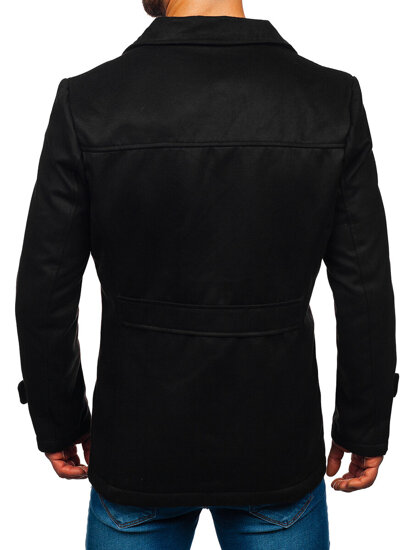 Abrigo de invierno con doble botonadura para hombre negro Bolf M3142A1