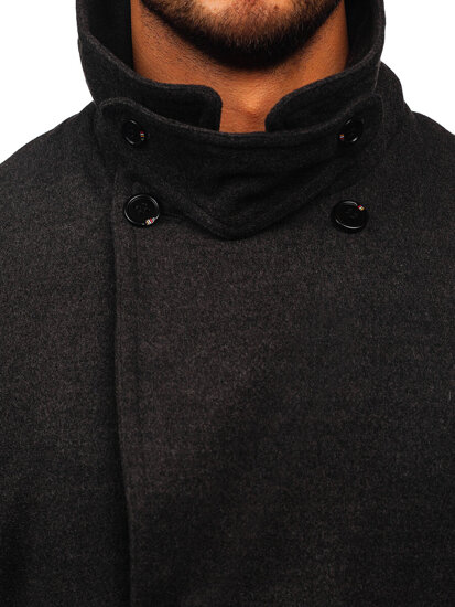 Abrigo de invierno de doble botonadura y cuello alto para hombre grafito Bolf 1048A