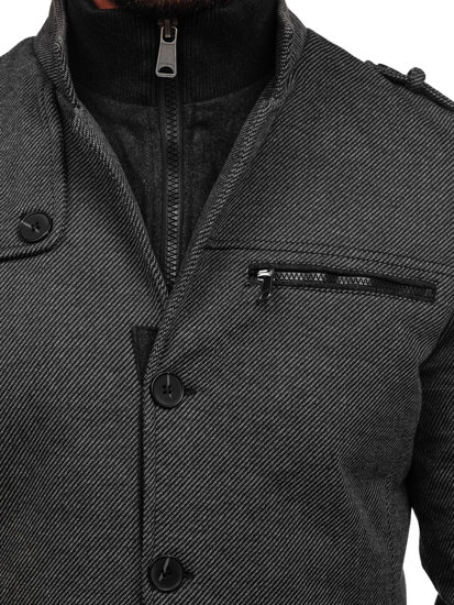 Abrigo de invierno para hombre con cuello desmontable Gris Bolf 2128